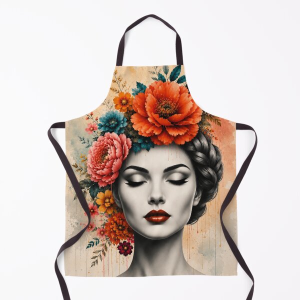 Item preview, Floral Woman Braided Hair Drip Watercolor Colorful Flowers Wall Art Print designed and sold by Leogasup.