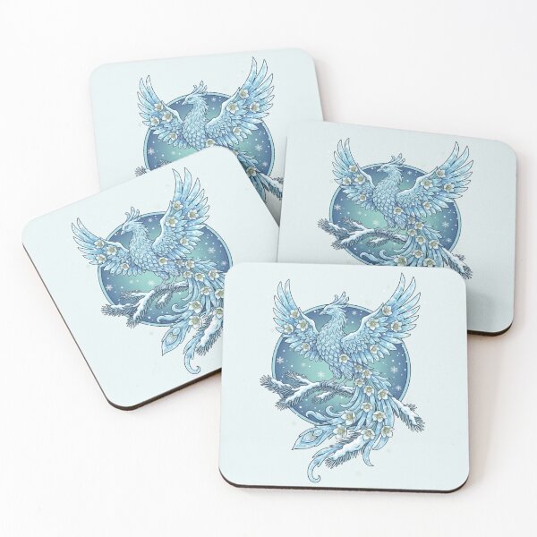 Item preview, Ice Phoenix with Winter Flowers & Snowflakes designed and sold by carthagia.