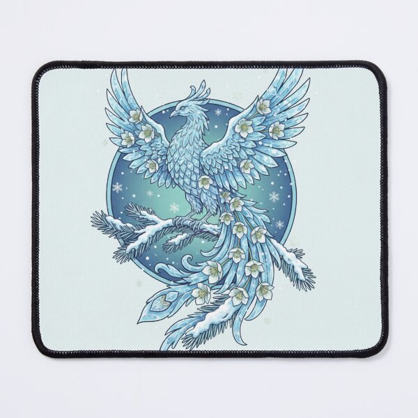 Item preview, Ice Phoenix with Winter Flowers & Snowflakes designed and sold by carthagia.
