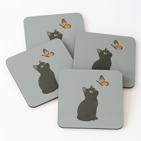 Item preview, Black Cat and Butterfly Cute Illustration Sticker designed and sold by BlackShopps.