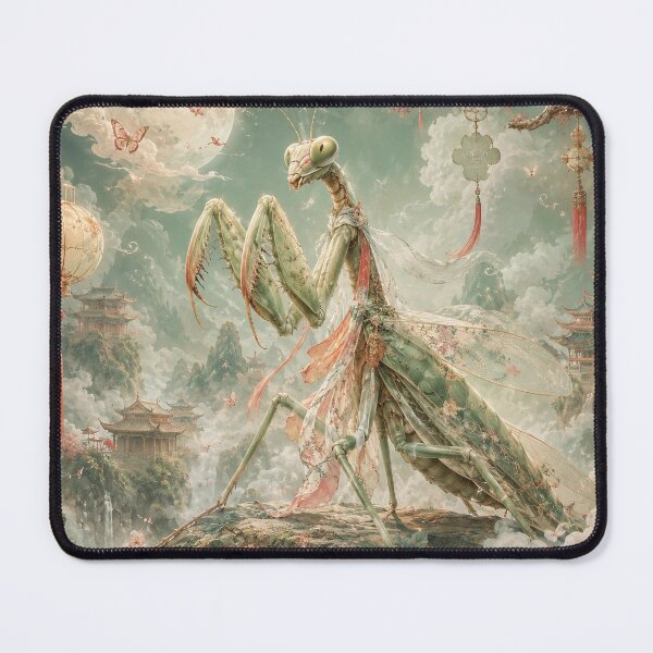 Item preview, Majestic Praying Mantis Under a Moonlit Temple designed and sold by Weirdwildco69.