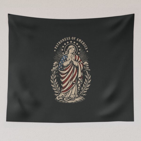 Item preview, Patroness of The USA Amercian Flag Blessed Virgin Mary Catholic Faith  designed and sold by alenaz.