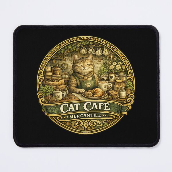 Item preview, Cat Cafe Mercantile Shirt | Cozy Cat Coffee Shop | Cottagecore Bakery Cat | Cute Coffee Lover Gift designed and sold by MrDev.
