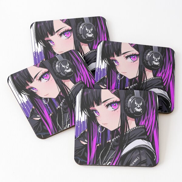 Item preview, Cyberpunk Anime Gamer Girl with Neon Pink Headphones designed and sold by AnimDream .