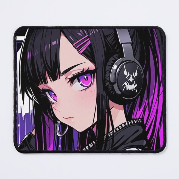 Item preview, Cyberpunk Anime Gamer Girl with Neon Pink Headphones designed and sold by AnimDream .