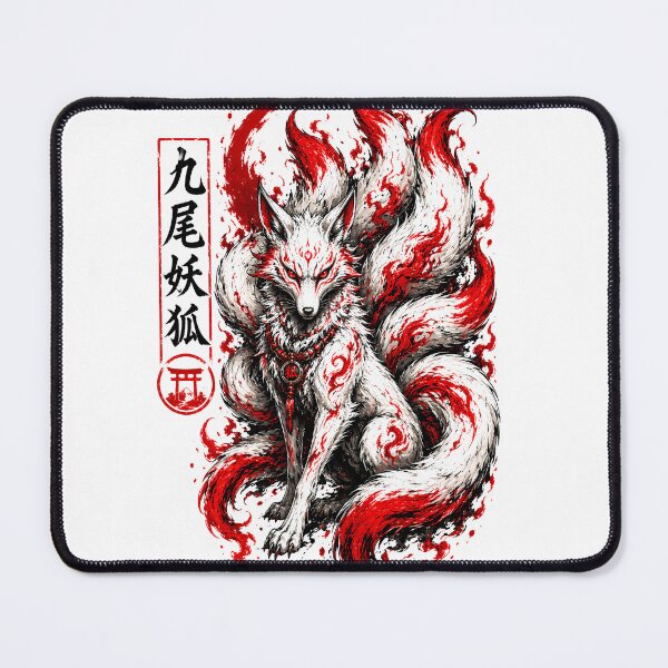 Item preview, Nine-Tailed Fox Kitsune - Japanese Mythology Red & White Irezumi Tattoo Art designed and sold by SupernovaNote.