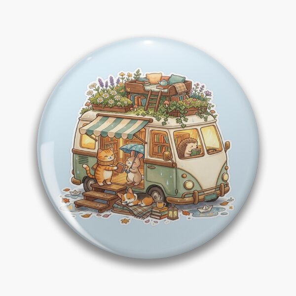 Item preview, The Rainy Day Book Bus Sticker | Cozy Bookstore Van | Cute Cottagecore Reading Illustration designed and sold by CreativeNest Prints.