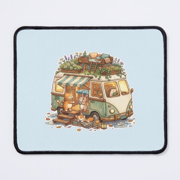 Item preview, The Rainy Day Book Bus Sticker | Cozy Bookstore Van | Cute Cottagecore Reading Illustration designed and sold by CreativeNest Prints.