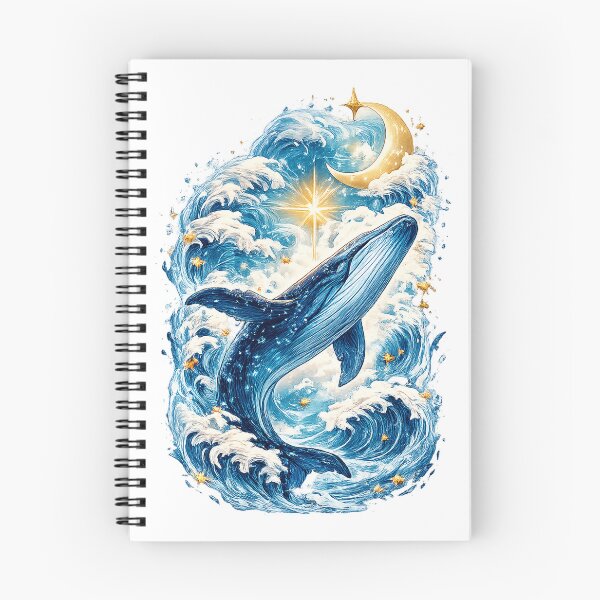 Item preview, Mystical Whale Ocean Art, Celestial Sea Illustration, Moon and Waves Fantasy, Blue Aesthetic Marine Life Design designed and sold by TheSlowShore.