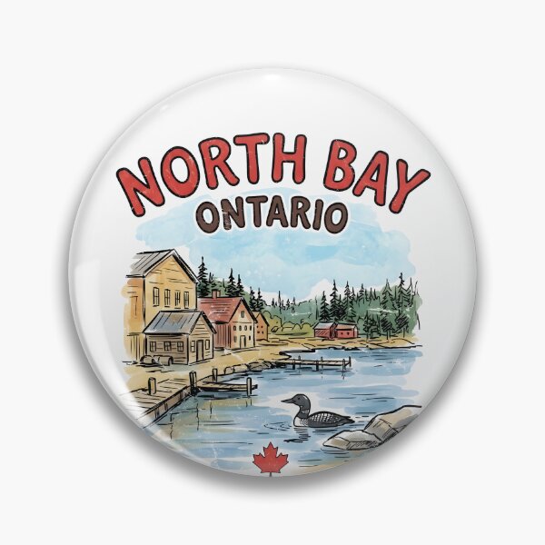 Item preview, North Bay Ontario Cute Cityscape Maple Leaf  designed and sold by HowToCanadian.