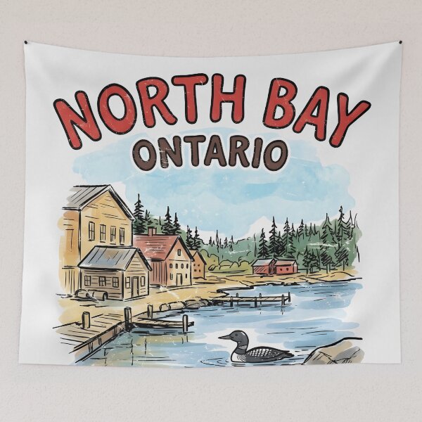 Item preview, North Bay Ontario Cute Cityscape Maple Leaf  designed and sold by HowToCanadian.