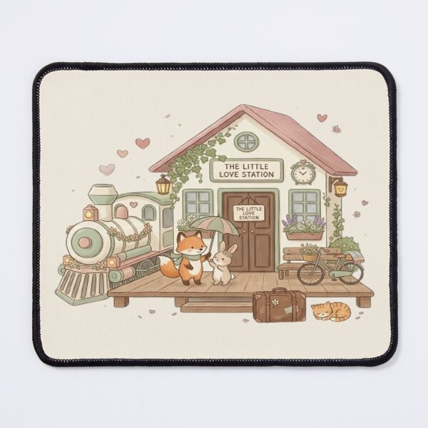 Item preview, The Little Love Station Sticker | Cozy Romantic Train Station Illustration | National Couples Day Gift designed and sold by CreativeNest Prints.