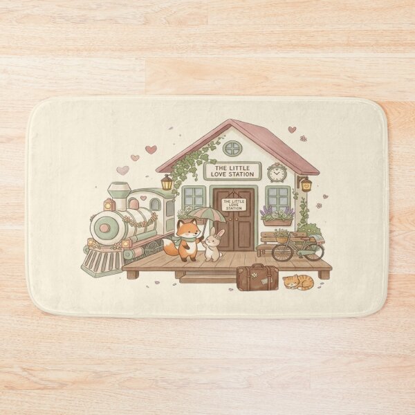 Item preview, The Little Love Station Sticker | Cozy Romantic Train Station Illustration | National Couples Day Gift designed and sold by CreativeNest Prints.