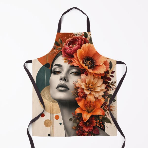 Item preview, Floral Woman Geometric Terracotta Teal Circles Autumn Flowers Wall Art designed and sold by Leogasup.