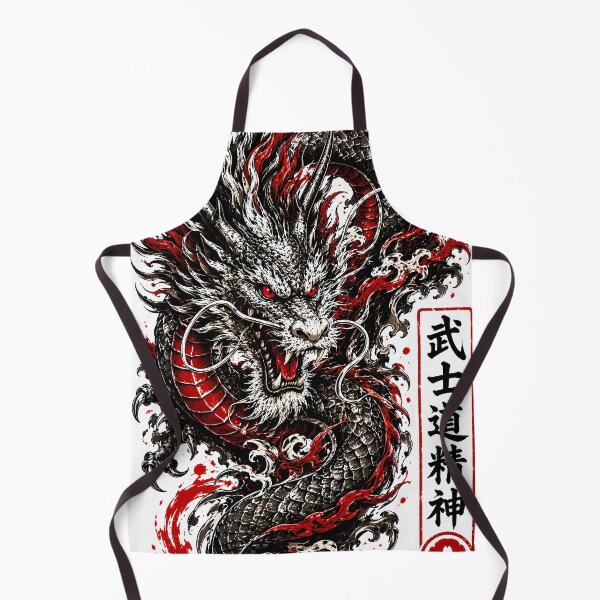 Item preview, Bushido Dragon - Japanese Ryū with Kanji & Red Black Irezumi Tattoo Art designed and sold by SupernovaNote.