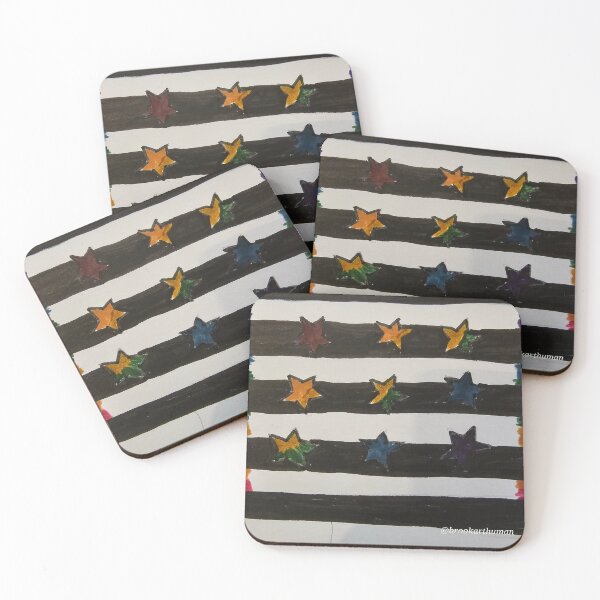 Item preview, Dark Rainbow Stars and Black and White Stripes  designed and sold by DancingCreek.