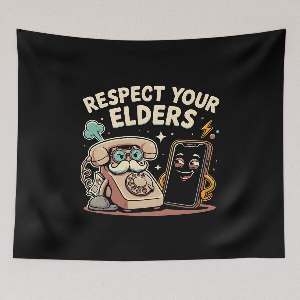 Item preview, Respect Your Elders Phone Tshirts Mobile Technology Humor with Vintage Phone Style designed and sold by Redgiant87x.