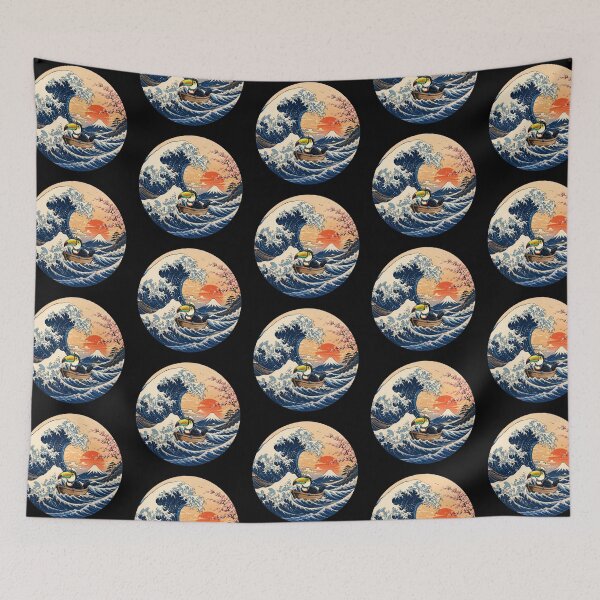 Item preview, Funny Toucan Captain Japanese Kanagawa Wave Japan Boat Mom Dad Kids designed and sold by FurryHavenPH.