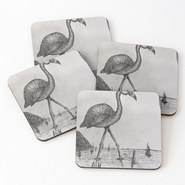 Item preview, Serene Flamingo Wildlife Ink Illustration designed and sold by MayReePeBa.