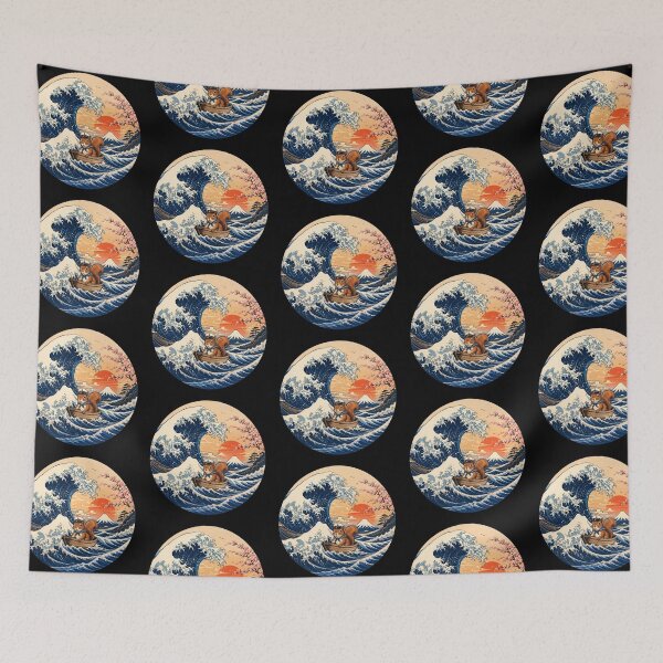 Item preview, Funny Squirrel Captain Japanese Kanagawa Wave Japan Boat Mom Dad Kids designed and sold by FurryHavenPH.