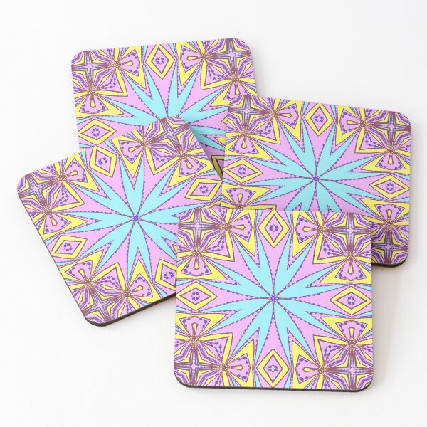 Item preview, Vibrant Pink Blue Geometric Star Mandala designed and sold by Tinsleybluebell.