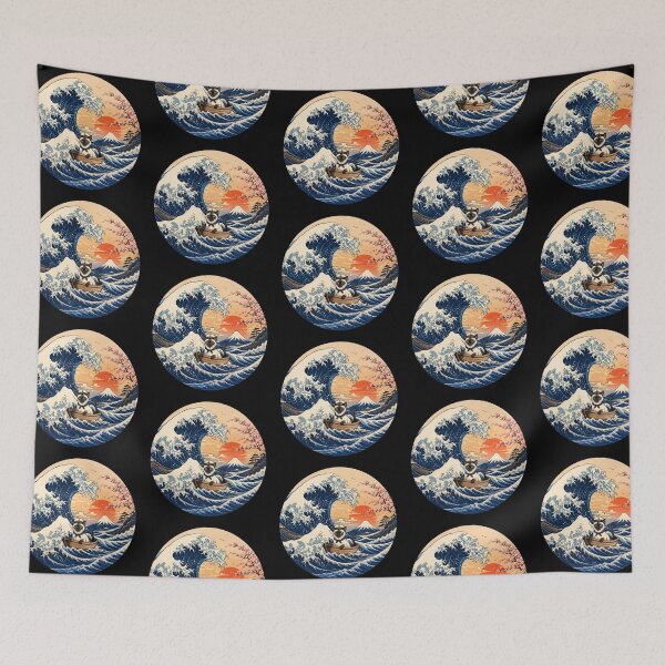 Item preview, Funny Siamese Cat Captain Japanese Kanagawa Wave Japan Boat Mom Dad Kids designed and sold by FurryHavenPH.