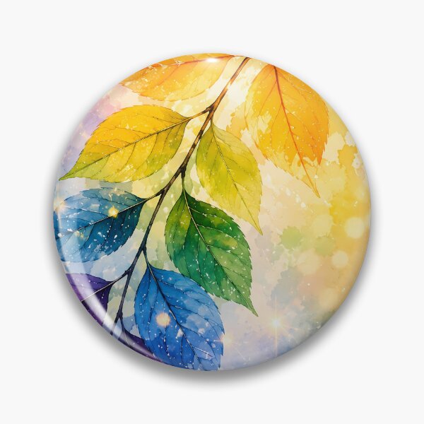 Item preview, Rainbow Watercolor Autumn Leaves Branch with Colorful Nature Background designed and sold by PixelParinda.