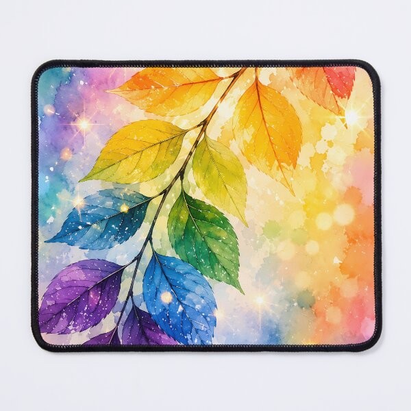Item preview, Rainbow Watercolor Autumn Leaves Branch with Colorful Nature Background designed and sold by PixelParinda.