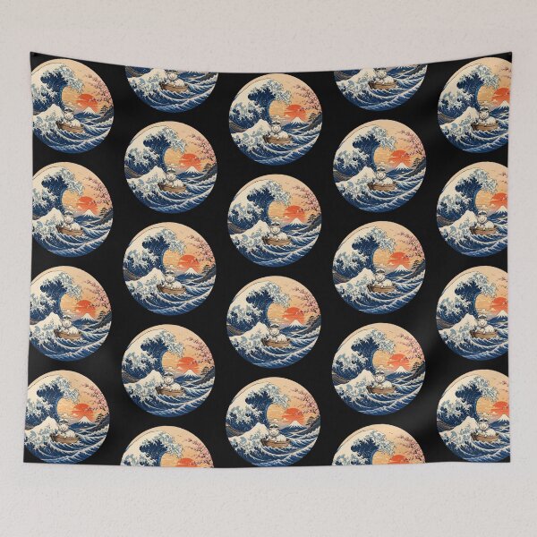 Item preview, Funny Sheep Captain Japanese Kanagawa Wave Japan Boat Mom Dad Kids designed and sold by FurryHavenPH.
