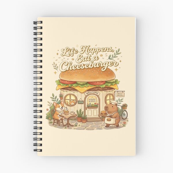 Item preview, Life Happens, Eat a Cheeseburger | Cute Tiny Cheeseburger Café | National Cheeseburger Day Sticker designed and sold by CreativeNest Prints.