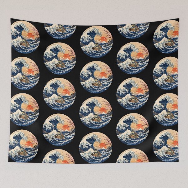 Item preview, Funny Sea Turtle Captain Japanese Kanagawa Wave Japan Boat Mom Dad Kids designed and sold by FurryHavenPH.