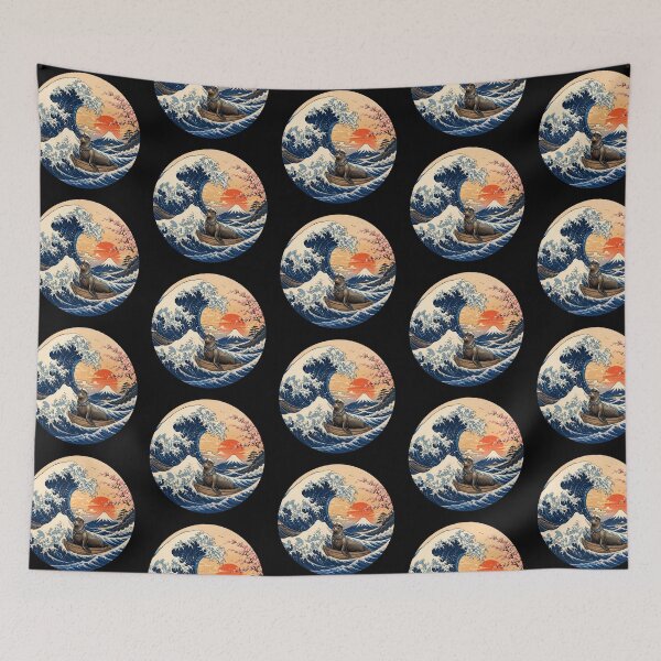 Item preview, Funny Sea Lion Captain Japanese Kanagawa Wave Japan Boat Mom Dad Kids designed and sold by FurryHavenPH.