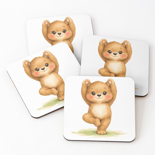 Item preview, Tree Pose Bear Yoga Watercolor Print designed and sold by YogiAnimalArt.