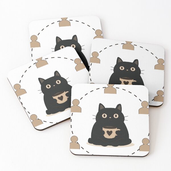 Item preview, Black Cat and Coffee Cute Minimalist Vector Collection Set designed and sold by TatinkaArtskill.