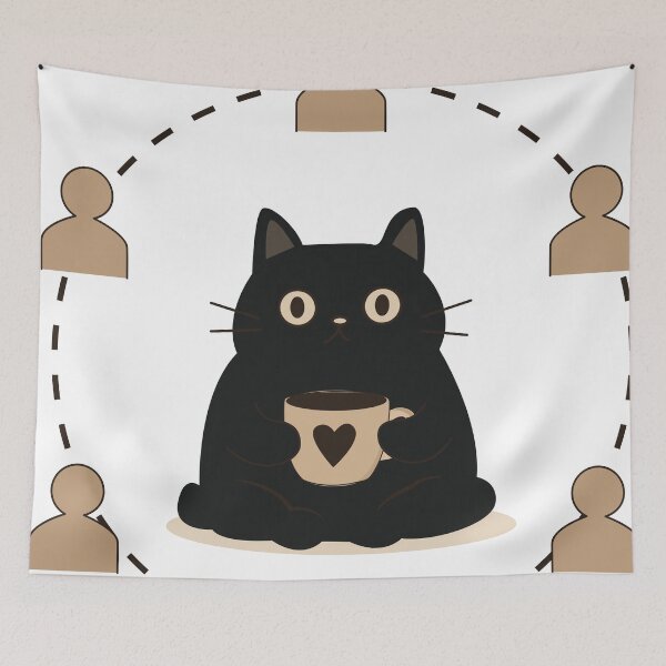 Item preview, Black Cat and Coffee Cute Minimalist Vector Collection Set designed and sold by TatinkaArtskill.