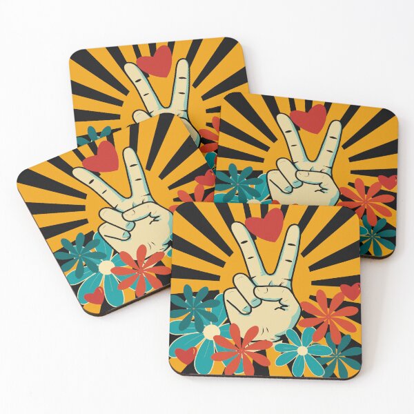 Item preview, Peace and Love Pop Art – Retro black and Yellow Graphic Illustration designed and sold by StefanStudioArt.