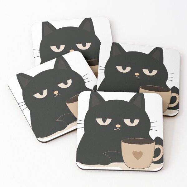 Item preview, Black Cat and Coffee Cute Minimalist Vector Collection Set designed and sold by TatinkaArtskill.