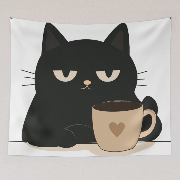 Item preview, Black Cat and Coffee Cute Minimalist Vector Collection Set designed and sold by TatinkaArtskill.