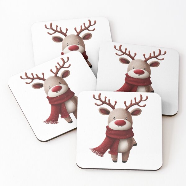 Item preview, Kawaii Reindeer with Red Nose and Scarf Clipart designed and sold by CreativeLarysa.