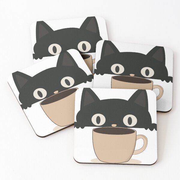 Item preview, Black Cat and Coffee Cute Minimalist Vector Collection Set designed and sold by TatinkaArtskill.