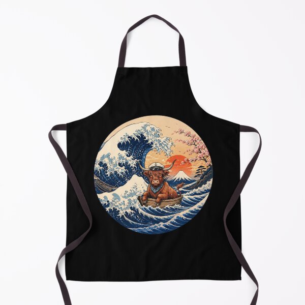 Item preview, Funny Scottish Highland Cow Captain Japanese Kanagawa Wave Japan Boat Mom Dad Kids designed and sold by FurryHavenPH.