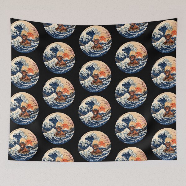 Item preview, Funny Scottish Highland Cow Captain Japanese Kanagawa Wave Japan Boat Mom Dad Kids designed and sold by FurryHavenPH.