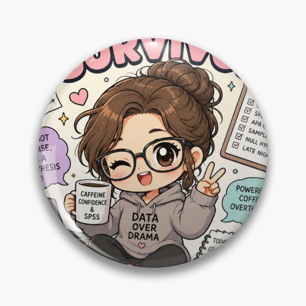 Item preview, Research Methods Survivor | Funny Psychology Student | SPSS & APA Statistics Chibi Kawaii Design designed and sold by Freudian Slip Co..