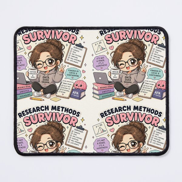 Item preview, Research Methods Survivor | Funny Psychology Student | SPSS & APA Statistics Chibi Kawaii Design designed and sold by Freudian Slip Co..