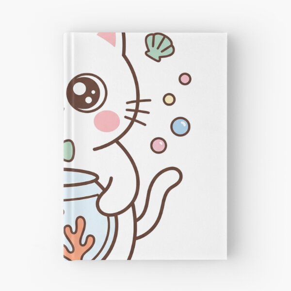 Item preview, Cute Kawaii Black Cat Holding Fishbowl with Little Blue Fish and Pastel Bubbles designed and sold by MoonlitDoodles1.