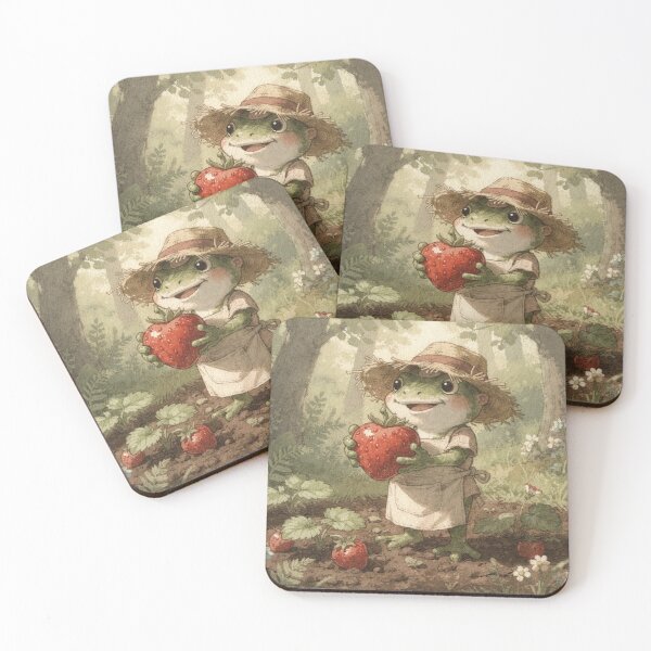 Item preview, Proud Frog Gardener Holding One Giant Strawberry designed and sold by PictorialWhimsy.