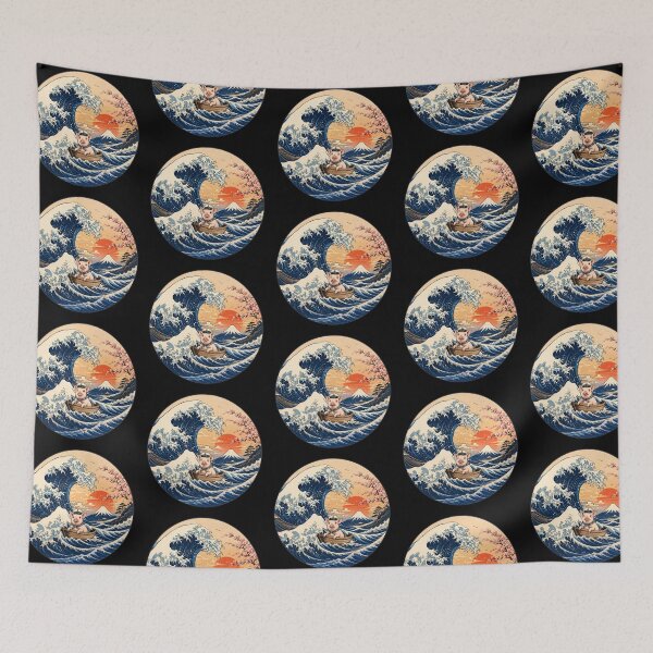 Item preview, Funny Pig Captain Japanese Kanagawa Wave Japan Boat Mom Dad Kids designed and sold by FurryHavenPH.