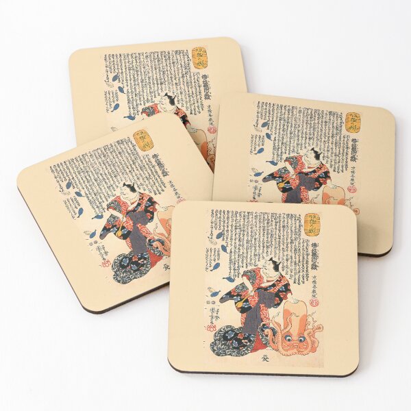 Item preview, A cat dressed as a woman tapping the head of an octopus Utagawa Kuniyoshi   designed and sold by TeeARTHY.