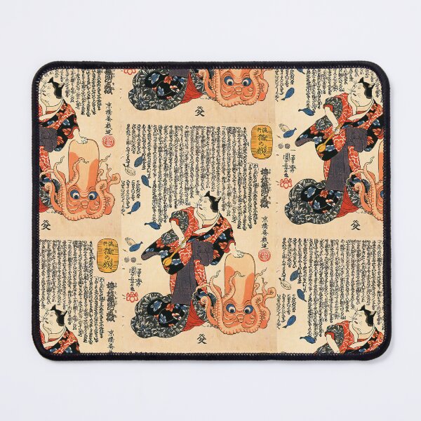 Item preview, A cat dressed as a woman tapping the head of an octopus Utagawa Kuniyoshi designed and sold by TeeARTHY.