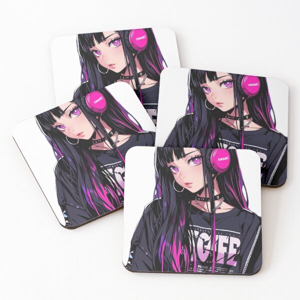 Aperçu de l'œuvre Art cyberpunk de waifu néon rose créée et vendue par AnimDream .